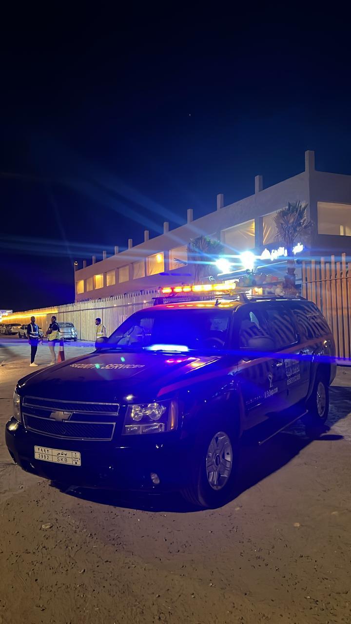 Alsaeqa patrol vehicle at night